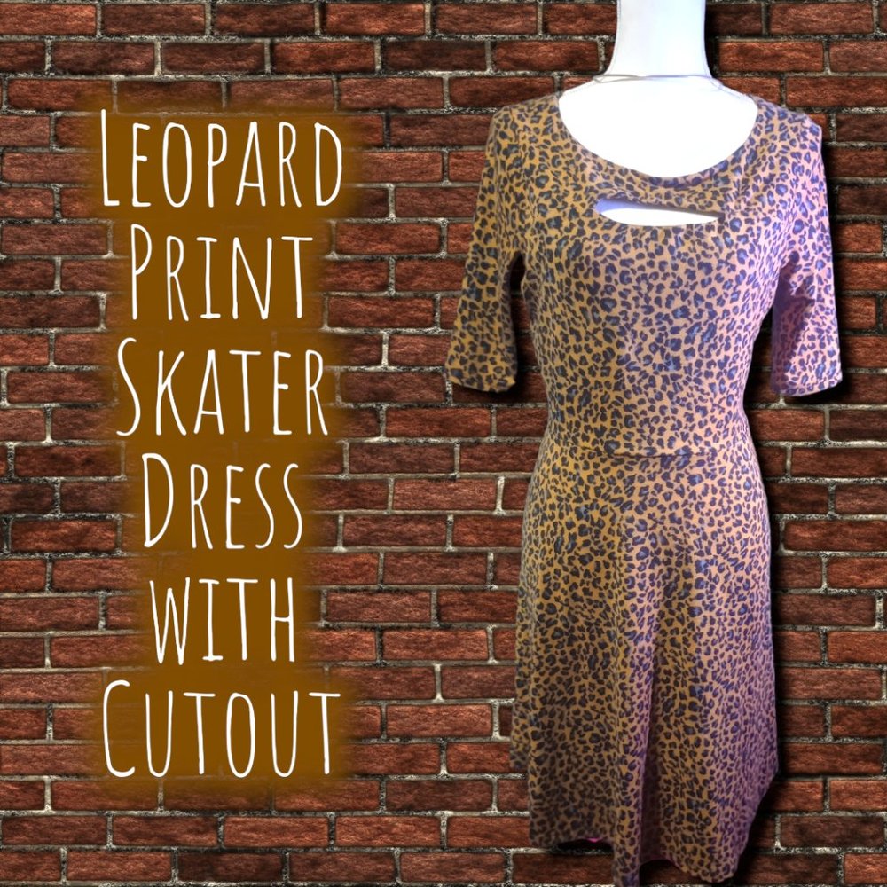 Leopard Print Skater Dress w'Cut Out